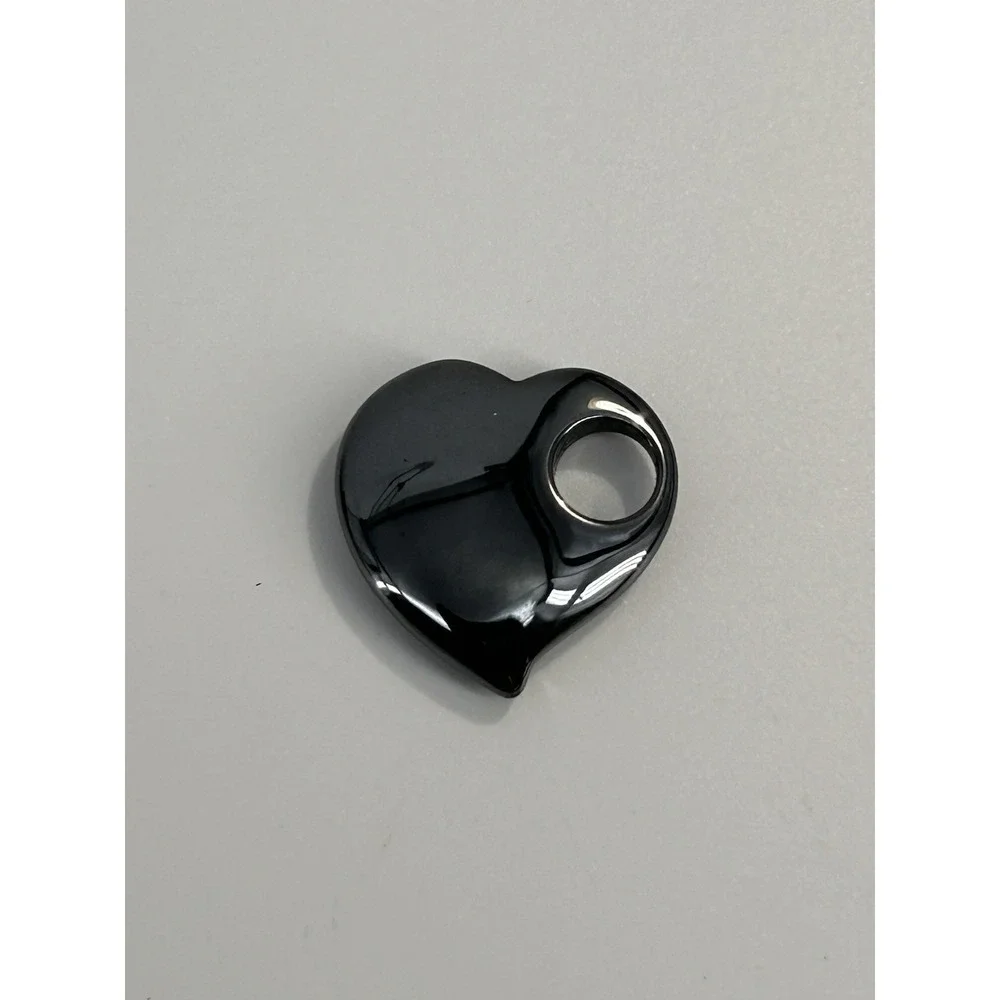 Vintage Smooth‎ Heart Onyx Pendant